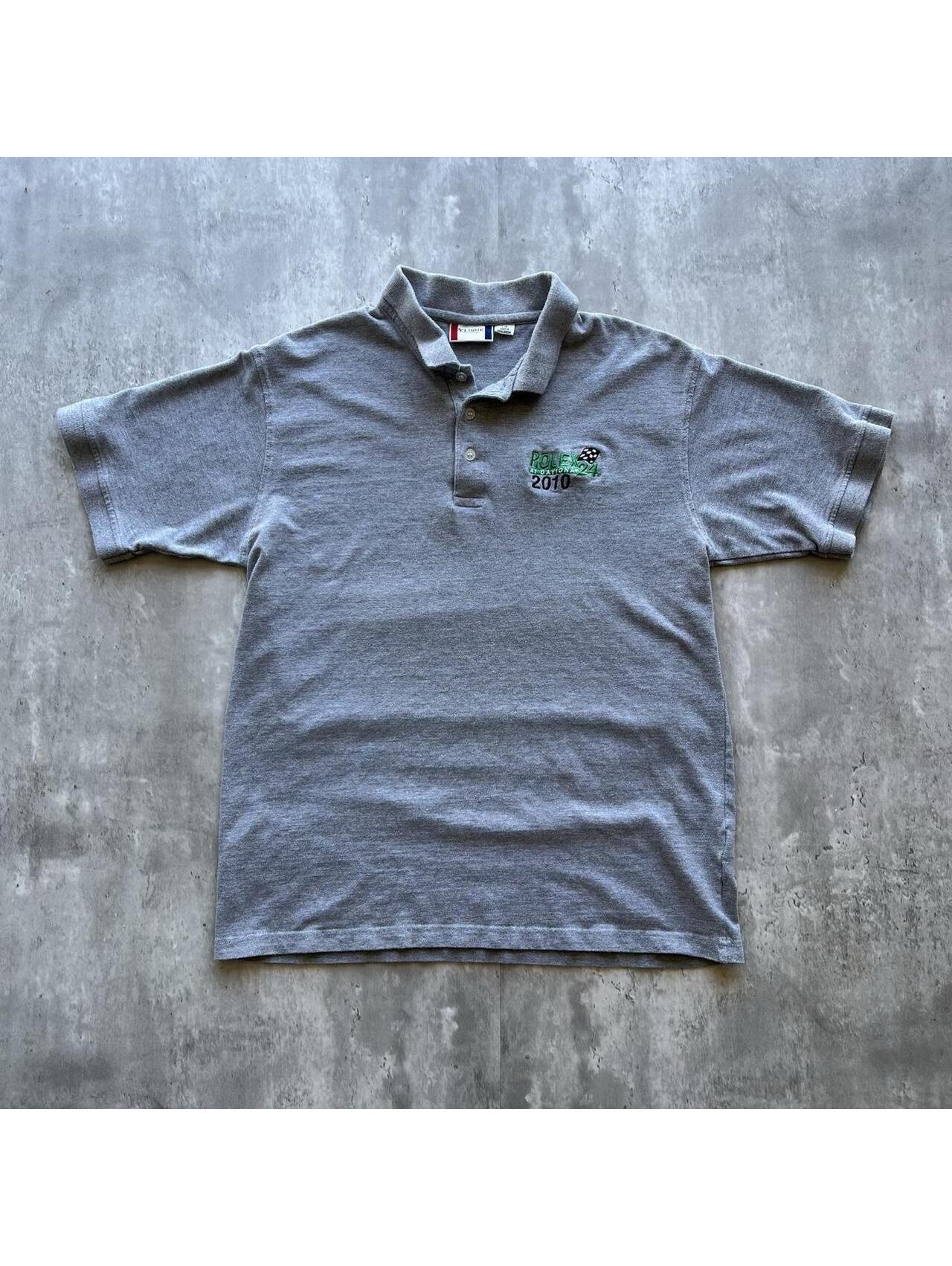 Vintage Rolex Daytona 24 Polo Shirt Gray Racing Embroidered 2010